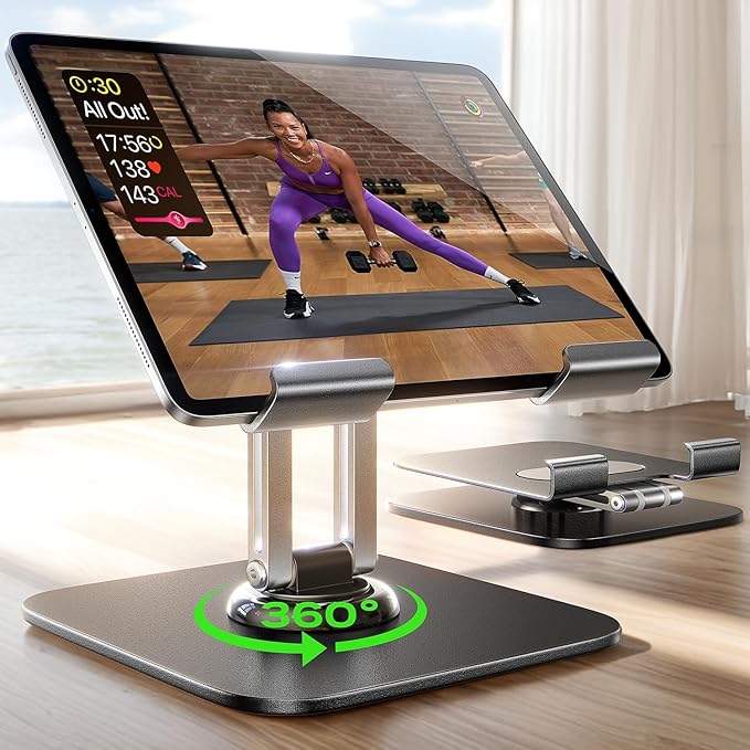 LISEN for iPad Stand Holder Adjustable Tablet Stand for Desk, 2025 for iPad Accessories Rotating Display Stand PC Office Accessories for Desk Women Kindle Table Mount/PS/Switch iPhone 12.9"-4.7"