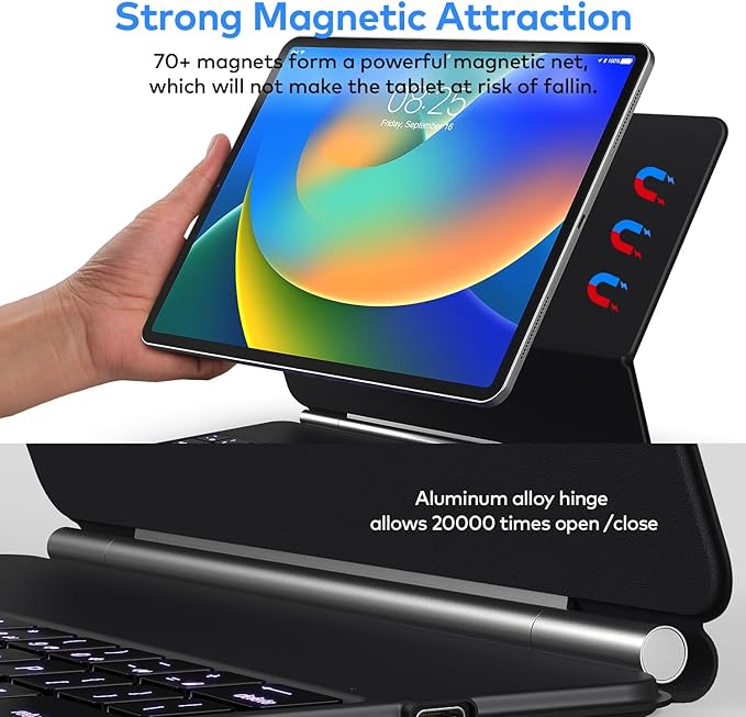Keyboard Case for iPad Air 11-inch (M3 2025 / M2 2024) & iPad Pro 11 inch(1st/2nd/3rd/4th Generation) – Magic-Style Magnetic Keyboard Case with Multi-Touch Trackpad for 10.9” iPad Air 4th/5th Gen.