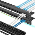 Rapink 48 Port Cat6 Patch Panel with Inline Keystone 10G Support, Pass-Thru Coupler UTP 19-Inch, Removable Back Bar, 1U Network for Cat6, Cat5e, Cat5 Cabling
