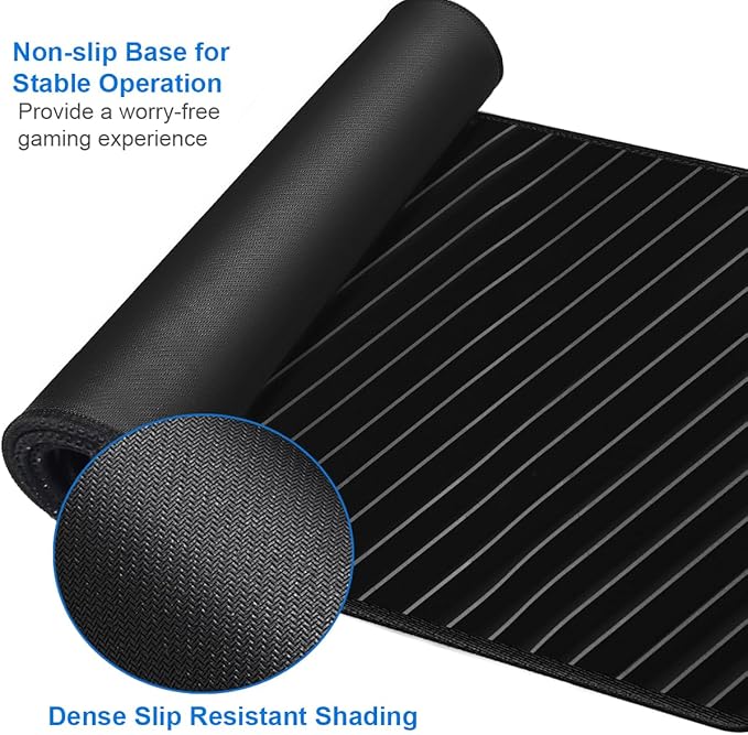 Large Mouse Pad, 31.5x15.7 inch Large Extended Computer Keyboard Mouse Mat, Water Resist Non-Slip Mousepad Rubber Base Long XXL Desk Mouse Pad for Work & Gaming, Office & Home, Grey Lines