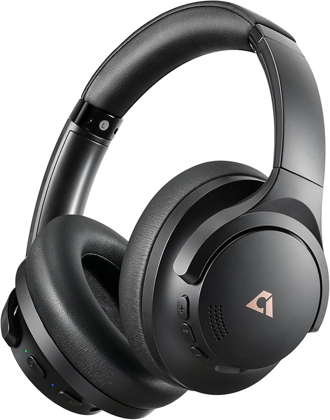 1Mii Y8+ Noise Cancelling Headphones Bluetooth, Wireless LDAC Hi-Res Audio, Custom EQ via App, 75H Playtime, Comfort Fit, Over Ear Headphones Foldable for Airplane Travel Home Office Black