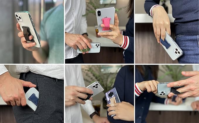 Phone Grip Strap Holder for Hand, Universal Finger Strap Phone Holder, Finger Loop Selfie Grip Compatible with Most Smartphones (Black Red) - 2Pack