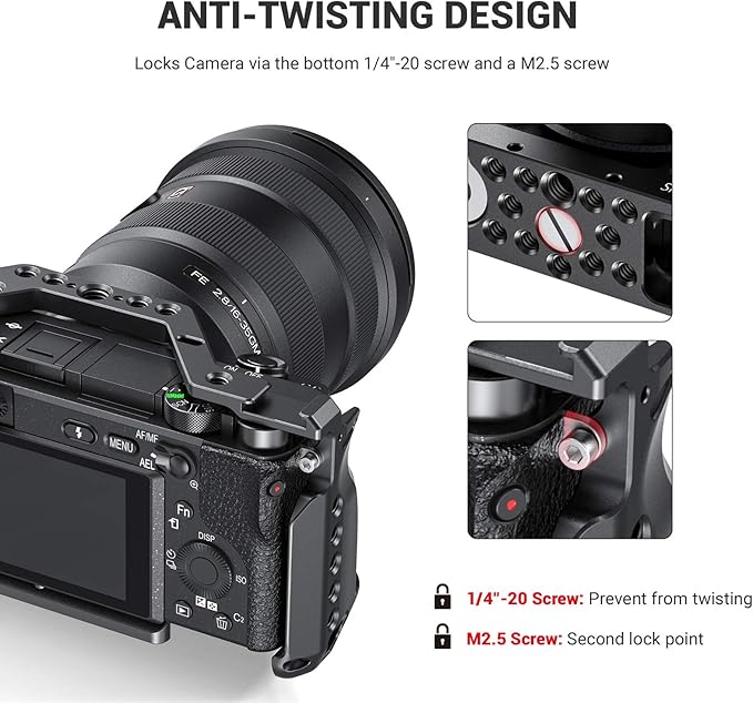 SMALLRIG Cage for Sony Alpha A6600/ILCE 6600 Mirrorless Camera with Cold Shoe Mounts - CCS2493