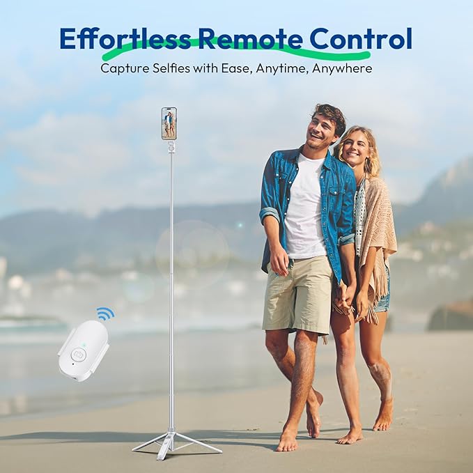 ULANZI TT88 Magnetic Tripod for iPhone, 57" Extendable Selfie Stick with Remote, 2-in-1 Phone Clip & Dual Cold Shoe Mounts-Lightweight Phone Tripod Stand for Vlogging, Travel, Video Recording (White)