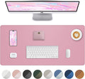 Leather Desk Pad Protector,Desk Mat,Large Mouse Pad, Non-Slip Desk Pad, Waterproof PU Leather Desk Blotter Mat, Desk Cover for Office and Home (Pink, 36" x 17")