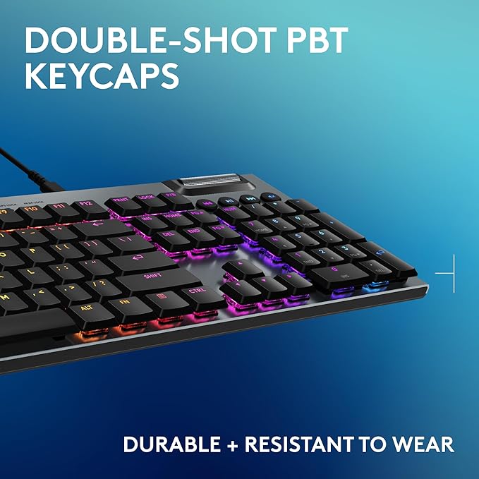 Logitech G915 X Wired Mechanical Gaming Keyboard, Double-Shot PBT Keycaps, Fully Programmable Keys, RGB Backlit Mac/PC Gaming Keyboards, Aluminum Finish, GL Linear Switches, Black