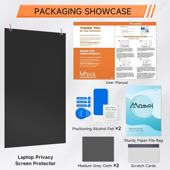 Nano Laptop Privacy Screen 14 Inch 16:9, No Glue Computer Monitor Privacy Shield, Matte Anti Glare Blue Light Filter Compatible with Lenovo Hp Dell Acer Asus Thinkpad Envy Xps