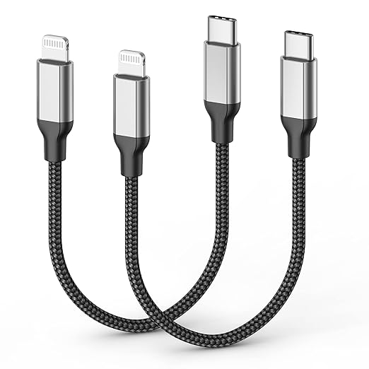 1ft USB C to Lightning Cable Short, [Apple MFi Certified] 2Pack USB C iPhone Charger PD Fast Charging, 12inch Nylon Braided Type C to Lightning Cord for iPhone 14 13 12 11 Pro Max Mini XR XS 8 SE iPad