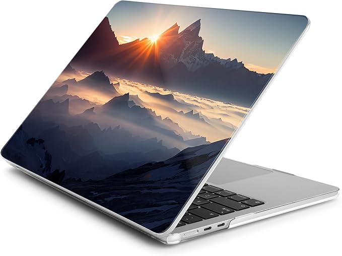 Batianda Premium Case for New MacBook Air 15 inch 2025 M4 2024 2023 with M3 M2 Chip Model A3241/A3114/A2941, Designed Protective Plastic Hardshell & Keyboard Cover & Screen Protector, Sunrise