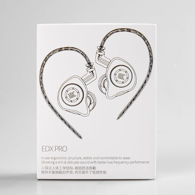 keephifi KZ EDX Pro in Ear Monitors Wired Headphones Dual DD in Ear Earphones HiFi Stereo Stage Earbuds Wired with Detachable for Musicians Audiophiles Music Enthusiasts (Black, No Mic)