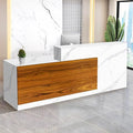 Reception Desk with Counter Modern Checkout Counter with Lockable Drawer Keyboard Tray Receptionist Desk for Office Salon Reception Table M Left 55inch/140cm