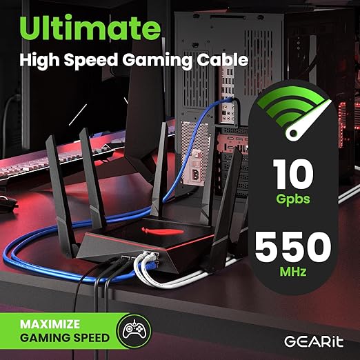 GEARit Cat 6 Ethernet Cable Pack - 24-Pack 6 ft Cat6 Ethernet Patch Cables | RJ45 Network Patch Cable, 10 Gbps Snagless Gold-Plated Connectors - Ethernet Cable Cat 6 for PC, TV, Router - Black