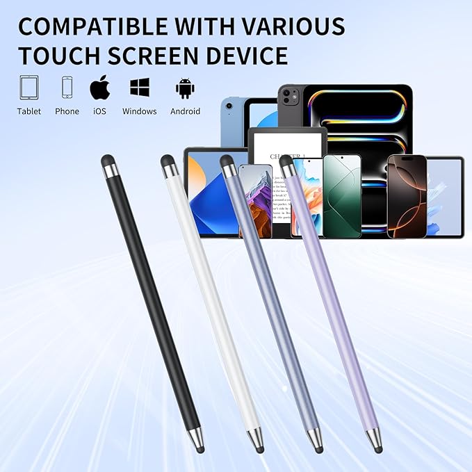 Stylus (10Pcs), Stylus Pen for Touchscreen, High Precision and Sensitivity Stylus Pen for Android Smartphone and Tablets, Compatible with Capacitive Touch Screen (Light Cyan)