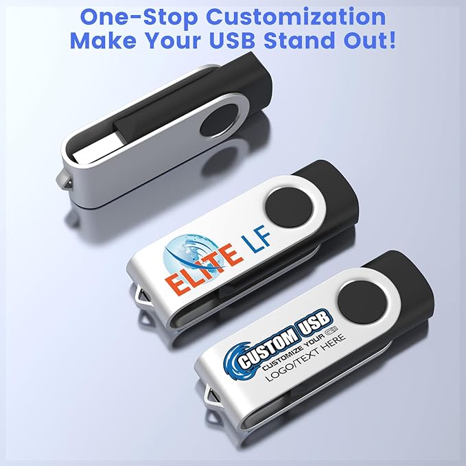 ABLAZE Personalized USB 4GB Flash Drive 10 Pack, USB 2.0 Custom Thumb Drives Personalized Pendrive Memory Stick (Mixcolors)