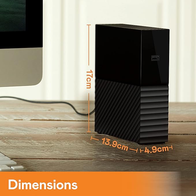 WD 18TB My Book Desktop External Hard Drive, USB 3.0, External HDD with Password Protection and Auto Backup Software - WDBBGB0180HBK-NESN