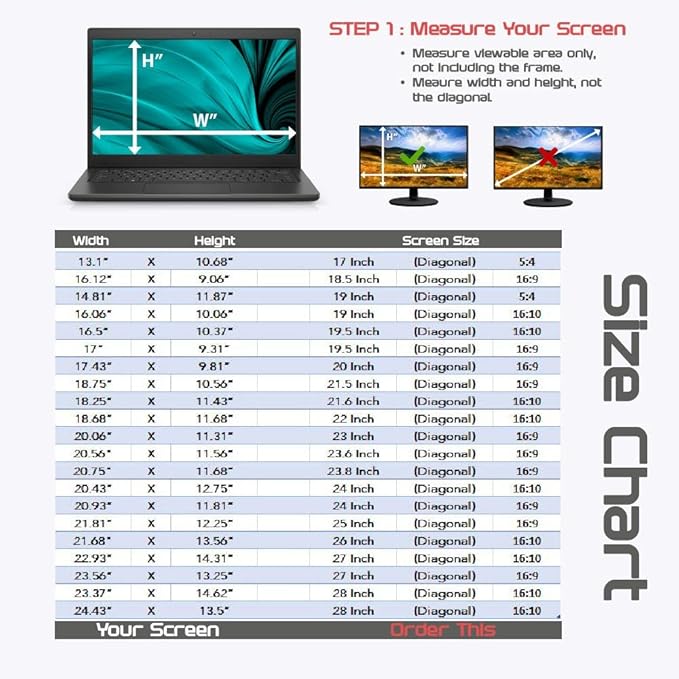 Computer Privacy Screen Filter for Widescreen Monitor - Anti-Glare, Blue Light Reduction, and Privacy Shield Protector - 20.1 Inch 16:10 Aspect Ratio
