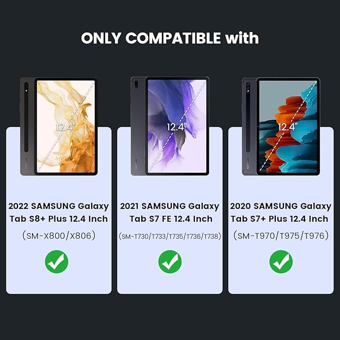 Nillkin for Samsung Galaxy S7 FE/ S7+ Plus/ S8+ Plus 12.4 Inch Keyboard Case,7 Backlight Colors, Magic Trackpad,S Pen Holder,Slide Camera Cover Compatible with Galaxy S8 Plus Tablet Case with Keyboard