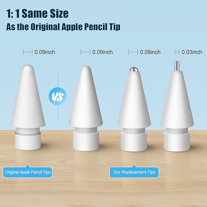 Upgraded Replacement Tips for Apple Pencil Pro/1st Gen/2nd Gen/USB-C, Metal Pen Nibs Accessories for Apple iPad Pencil - (6 Pack)