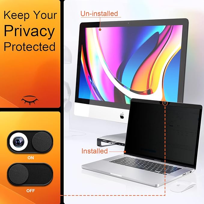 Magnetic Privacy Screen MacBook Air 13 Inch(2018-2021, M1), Removable Anti Blue Light Glare Filter Screen Protector with Camera Cover for Mac air 13''