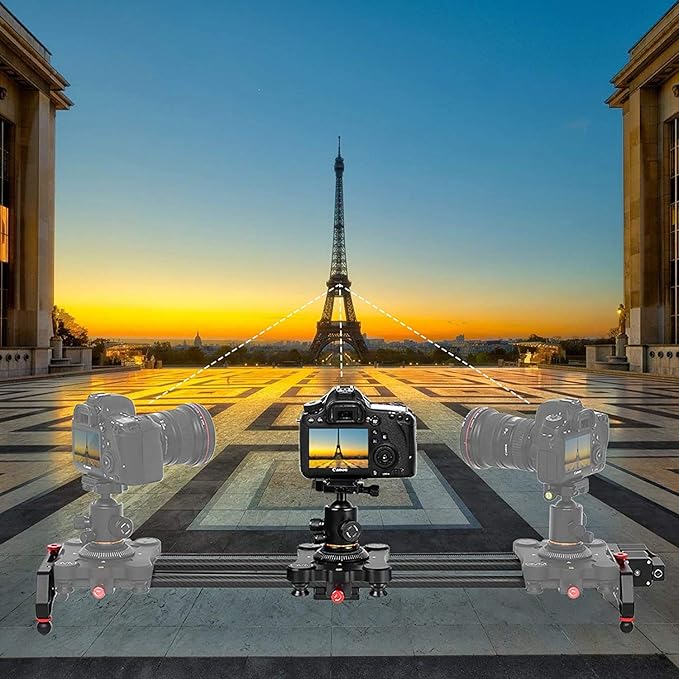 GVM Motorized Camera Slider, 31" Carbon Fiber Dolly Rail Camera Slider with Time-Lapse Photography, Tracking Shooting and 120 Degree Panoramic Shooting for Most Cameras, with Remote Controller