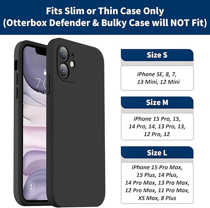 Holster for iPhone 17 Air, 17 Pro, 17, 16e, 16, 16 Pro, 15, 15 Pro, 14, 14 Pro, 13, 13 Pro - Leather Holster Case with Belt Clip, Pouch with Magnetic Closure (Fits Slim/Thin Case Only)