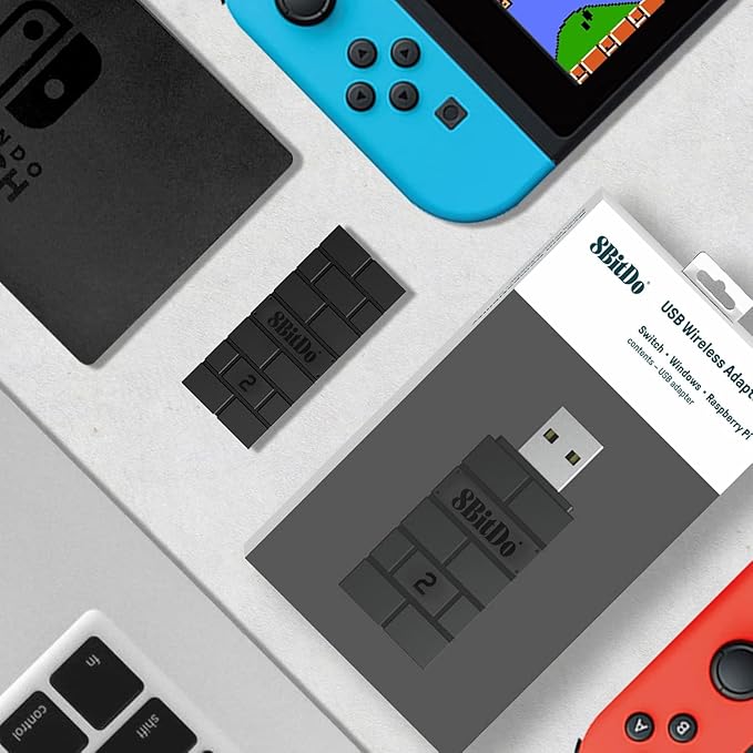 8Bitdo Adapter Switch Controller Adapter 2 USB Wireless for Switch/Switch 2, Windows, Mac & Raspberry Pi, Compatible with Xbox Series X & S Xbox One Bluetooth Controller, PS5/PS4/PS3 Controller