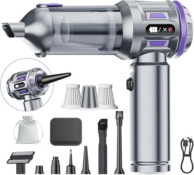 Car Vacuum Portable Cordless, 18000pa Mini Vacuum Cleaner, 4 in 1 Handheld Vacuum Cordless Rechargeable, 120W High Power Hand Held Vacuum Cleaner With LED Light Multi-nozzles for Car Home Office Pet