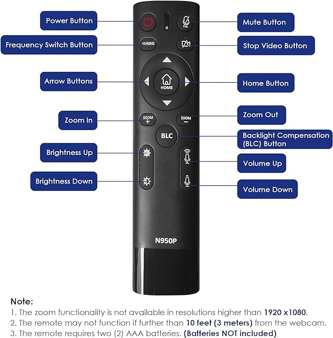 NexiGo Zoom Certified, N950P 4K Zoomable Webcam with Remote Control, Sony_Starvis Sensor, 5X Digital Zoom, Pro Web Camera with Dual Stereo Mics, for Zoom Skype Teams Twitch