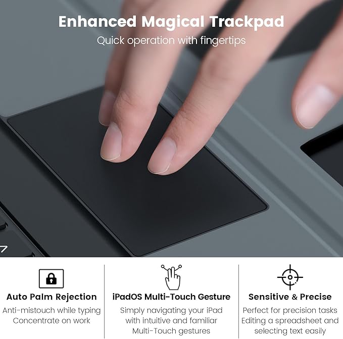 Nillkin iPad 9th Generation (10.2", 2021) Case with Detachable Keyboard, Magic Trackpad, Portrait/Landscape Modes, Rugged Keyboard Case with Camera Cover for iPad 8th/7th Gen, Black