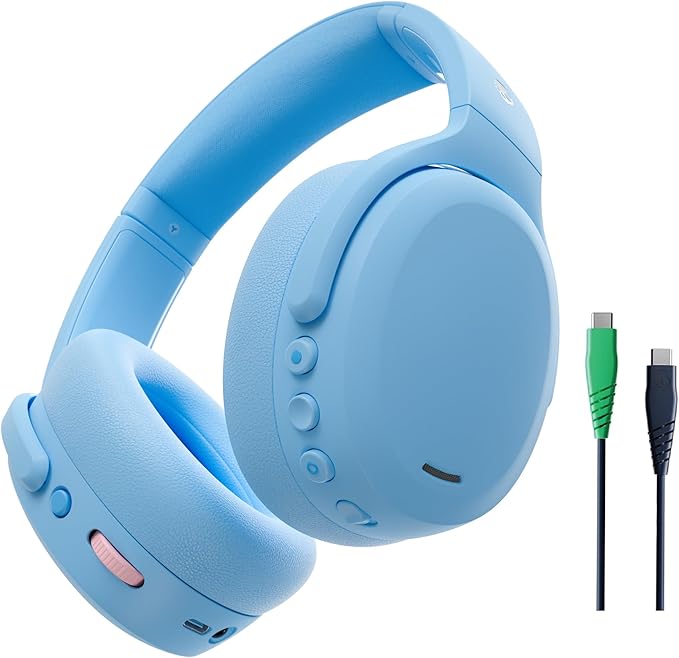 Skullcandy Crusher ANC 2 Over-Ear Noise Canceling Wireless Headphones with Sensory Bass and Extra Charging Cable, 50 Hr Battery, Microphone, Works with Bluetooth Devices - Preppy Summer Resort