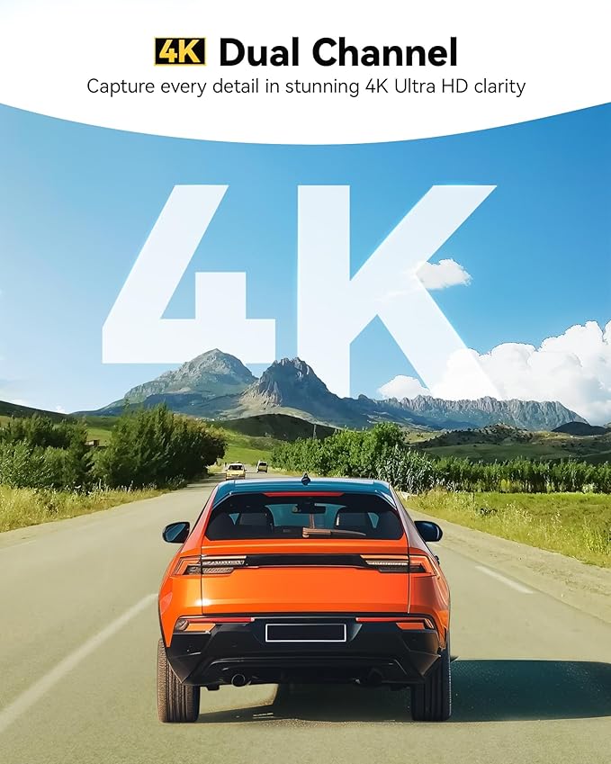 WOLFBOX G850 PRO 4K Mirror Dash Cam with ADAS and BSD, Smart Rear View Mirror with 5.8GHz WiFi, Voice Control, 12 inches Camera Includes 64GB Card, GPS, G-Sensor, Loop Recording