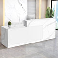 Reception Desk with Counter Modern Checkout Counter with Lockable Drawer Keyboard Tray Receptionist Desk for Office Salon Reception Table K Left 63inch/160cm