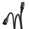 AGVEE 2 Pack 4 inch Lightning Extension Cable, Braided Female to Male Extender Full Function Cord Compatible with iPhone iPad, Data Sync Video Audio & Charging Connector Adapter, Black