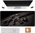 RTGGSEL 31.5x11.8 Inch Non-Slip Long Extended Large Gaming Mouse Pad with Stitched Edges XL Laptops Keyboard Mouse Mat (Black Gun)