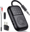 Bluetooth Transmitter Receiver, 2-in-1 Bluetooth 5.4 Adapter for TV, Airplane, Gym Equipment, Cars, PC, Supports to 2 Wireless Headphones, Cell Phones, Wireless Receiver for Car, Home Stereo- Black