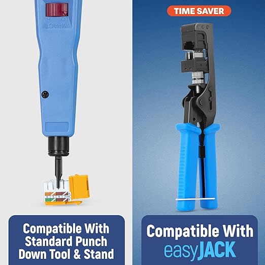 Everest 90° Angled RJ45 Cat6 Keystone Jacks 50-Pack in Yellow - Slim Profile Female RJ45 Connectors - Cat 6 Keystone Jack - Compatible with 90° Angled Speed Termination Tool - easyJACK (B094WB91H3)