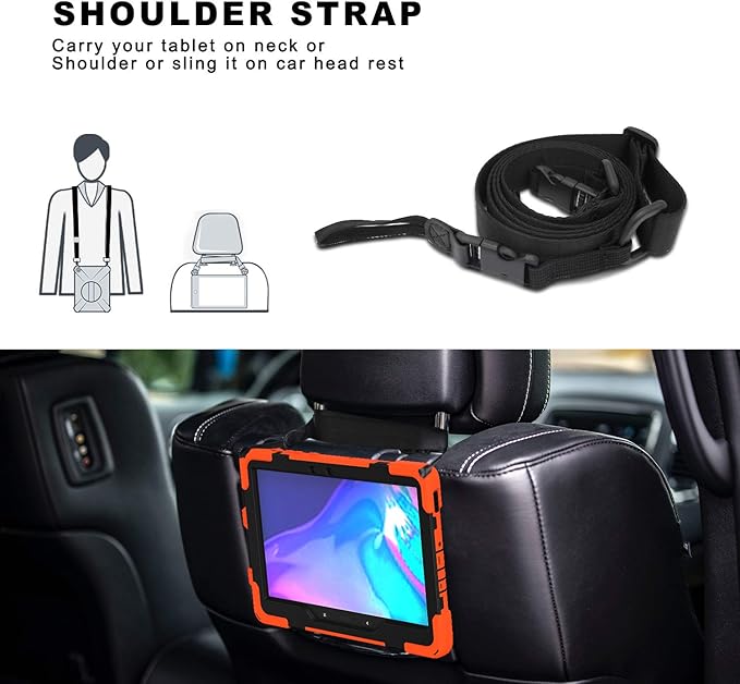 Rantice Case for Samsung Galaxy Tab Active5 PRO /Active4PRO /Active PRO 10.1, Shockproof Drop Protection Case with 360 Stand, Hand Strap & Shoulder Strap for SM-X350/X356B/T540/T547/T630/T638(Orange)