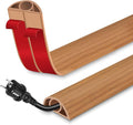 Floor Cord Cover for Wires on Floor Self Adhesive Cord Hider Floor Cable Management Wire Covers for Cords Protector Prevent Cable Trips Cord Cavity W 0.32" x H 0.32", Brown Wood, 3.3Ft