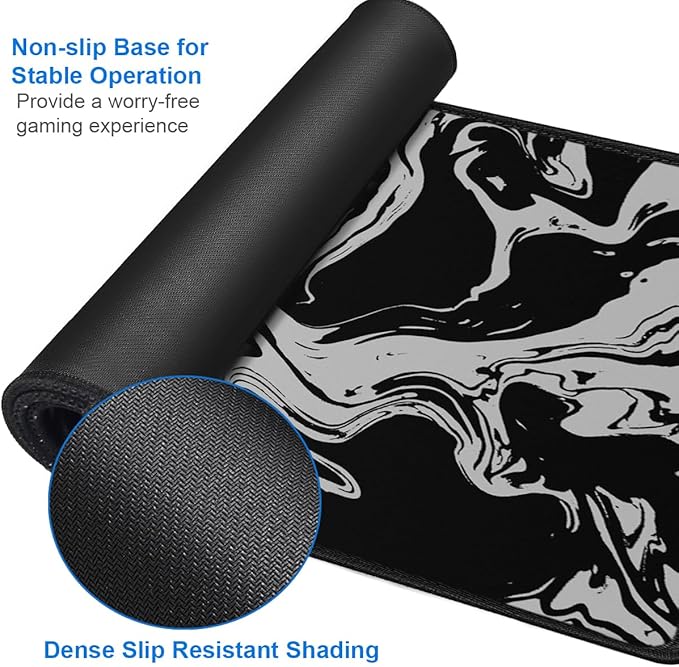 Gaming Mouse Pad, 31.5x15.7 inch Large Extended Computer Keyboard Mouse Mat, Water Resist Non-Slip Mousepad Rubber Base Long XXL Desk Mouse Pad for Gaming, Office & Home, Marble White