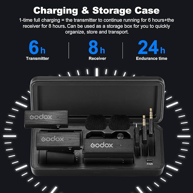 GODOX 【2025 Latest Model】 Movelink Mini LT Kit Wireless Microphone System, 2.4GHz Lavalier Mic 100m(328ft.) Range with Charging Case for iPhone, Camera, Vlogger, Youtuber, Interviewer(Green)