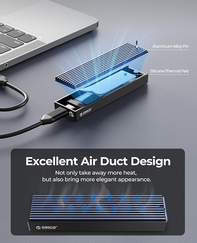 ORICO M.2 NVMe/SATA SSD Enclosure - USB 3.1 Gen 2 (10 Gbps) Support UASP for M.2 NVMe/SSD Size 2230/2242/2260/2280