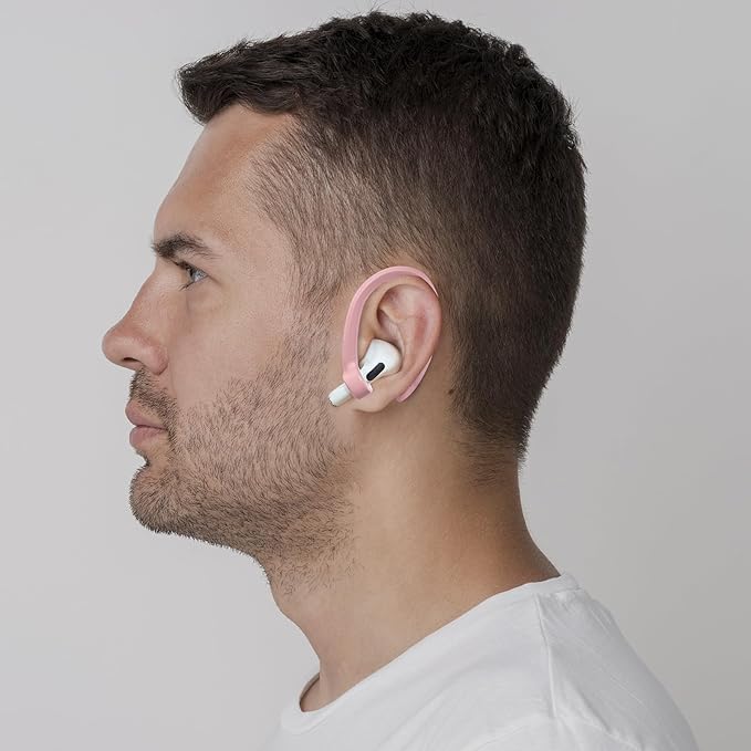 2 Pairs AirPods Ear Hooks for AirPods Pro 2, AirPods Pro, AirPods 4, 3, 2 & 1, Upgraded Anti Slip Sports Clip Hooks for AirPods 1, 2, 3, 4,Pro, Pro 2 – Pink