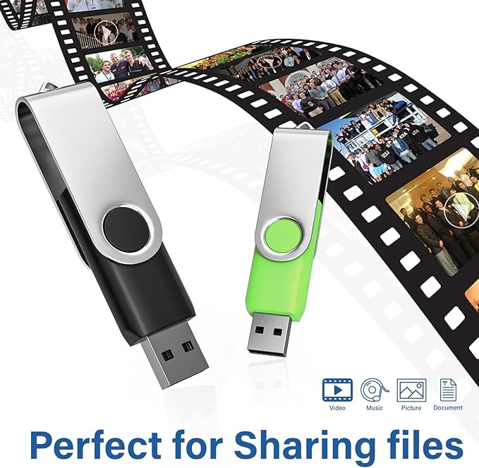USB Flash Drives 64GB 10 Pack, Wooolken USB 2.0 Thumb Drives with Keychains Memory Stick USB Drive Pendrive for PC Laptop Computer (Black)