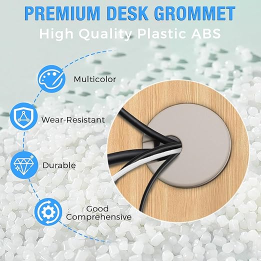 Desk Grommet 2" (50 mm), Desk Cord Hole Cover, Cable Grommet ABS Plastic, Desk Hole Grommet for Office and Home Table Cable, Detachable Cable Cord Organizer (Light Grey 4 Pcs)