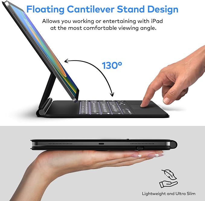 Keyboard Case for iPad Air 11-inch (M3 2025 / M2 2024) & iPad Pro 11 inch(1st/2nd/3rd/4th Generation) – Magic-Style Magnetic Keyboard Case with Multi-Touch Trackpad for 10.9” iPad Air 4th/5th Gen.