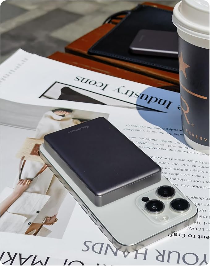 10,000mAh MagSafe Power Bank Ultra Slim, Magnetic Wireless Charger with USB-C Cable, Fast Charging Portable Battery for iPhone 16/15/14/13/12 Series, All-Metal Design