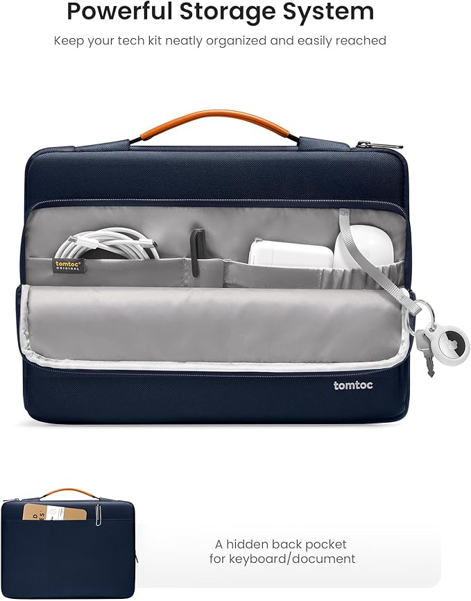 tomtoc 360 Protective Laptop Carrying Case for 2025 13-inch MacBook Air M4/A3240 M3/A3113 M2/A2681 M1/A2337, MacBook Pro M2/A2686 M1/A2337, iPad Pro M4 & iPad Air M3, Water-Resistant Laptop Bag