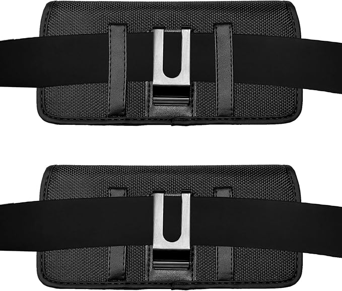 Nylon Cellphone Holster for iPhone SE (4.7"), iPhone 5, 5S - Horizontal Case Canvas Waist Carrying Pouch with Belt Clip/Loops, Black