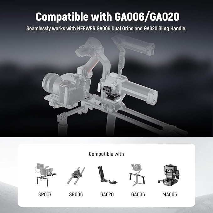 NEEWER Mount Adapter for RS3 Pro & RS4 Pro, Arca Type Quick Release Plate with NATO Rail Compatible with SmallRig Shoulder Rig V Mount Battery DJI RS 3 PRO RS 4 PRO Gimbal Stabilizer, GA030P