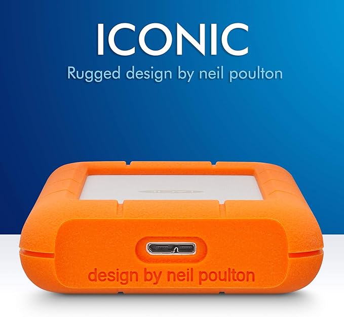 LaCie Rugged Mini 2TB External Hard Drive Portable HDD - USB 3.0/ 2.0 Compatible, Drop Shock Dust Rain Resistant Shuttle Drive, For Mac And PC Computer (LAC9000298), orange